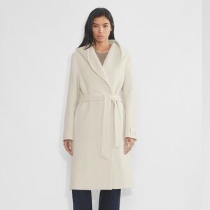 aritzia emilie coat in heather light oatmeal